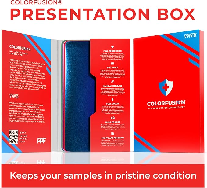 ColorFusion PPF by VViViD, The Ultimate Cosmetic Hybrid Application Paint Protection Film Sample Book