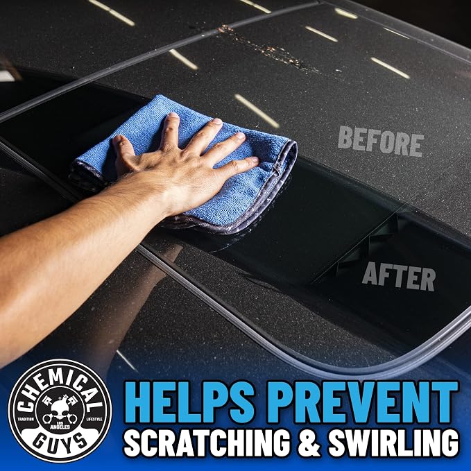 Chemical Guys Professional Grade Premium Microfiber Towels for Cars,Blue,16" x 16",Ultra-Soft and Scratch-Free Car Detailing Cloths for Trucks,Motorcycles,and More,(Pack of 6)