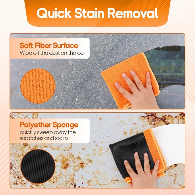 2PCS Clay Towel Auto Detailing, Clay Bar Towel Cloth Auto Detailing for Car (12 x 12 in) (Orange)