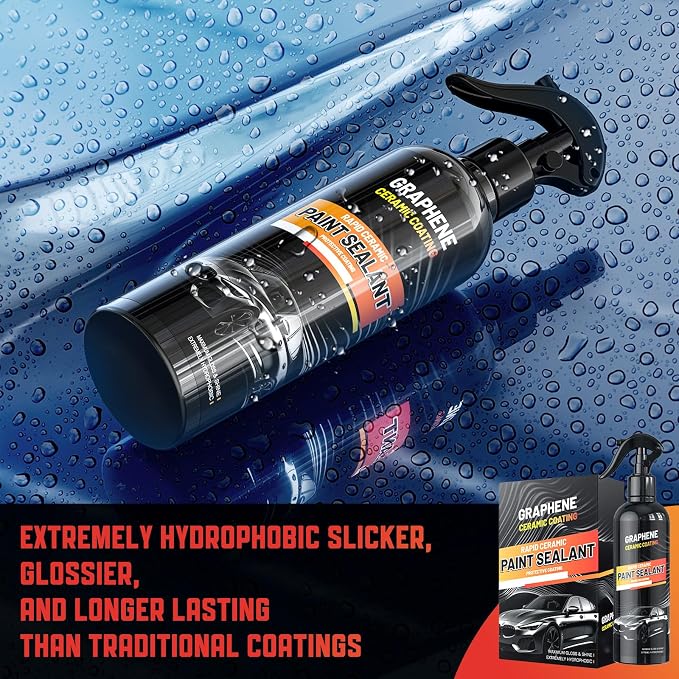 Graphene Ceramic Coating for Cars (17oz) - 12H Ceramic Spray Coating - 24+ Months of Long Lasting Protection - Ultra High Gloss & Shine - Unmatched Slickness - Extremely Hydrophobic