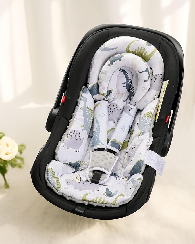 BOMOLOUR Infant Car Seat Insert with Removable Cushion for Baby Preemie Newborn Infant, Reversible carseat Insert Head Body Support Fits for Stroller, Baby Swing, Rocker, Bouncer, Bassinet - Grey