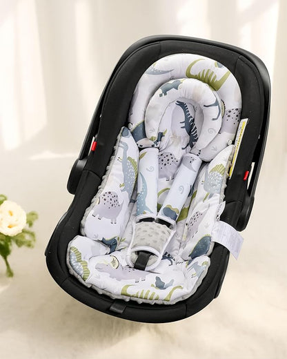 BOMOLOUR Infant Car Seat Insert with Removable Cushion for Baby Preemie Newborn Infant, Reversible carseat Insert Head Body Support Fits for Stroller, Baby Swing, Rocker, Bouncer, Bassinet - Grey