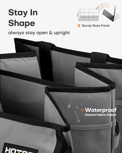 HOTOR Trunk Organizer for Car - Car Organizer, Foldable Trunk organizer for SUVs & Sedans, Sturdy Organization for Car Accessories, Tools, Sundries, Grey, 2 Compartments, 21.3"×12.6"×10.6"