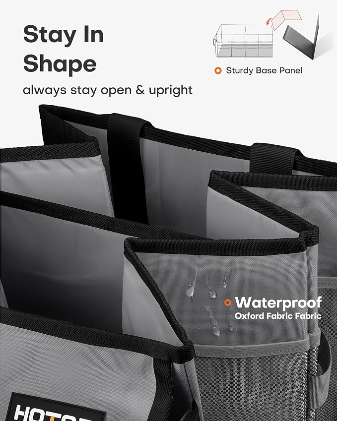 HOTOR Trunk Organizer for Car - Car Organizer, Foldable Trunk organizer for SUVs & Sedans, Sturdy Organization for Car Accessories, Tools, Sundries, Grey, 2 Compartments, 23.6"×14.2"×10.6"