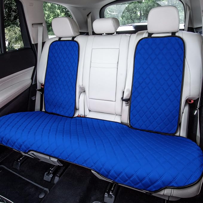 FH Group Car Seat Cushion Neosupreme Automotive Seat Cushions - Universal Fit, Rear Car Seat Cushion, Car Seat Cushions With Non-slip Silicone Backing for SUV, Sedan, Van Rear Set Blue