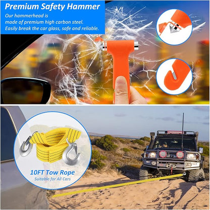 Emergency Car Kit with Jumper Cables & Snow Shovel, Winter Roadside Assistance Safety Kit for Cars, Trucks, SUVs and RVs