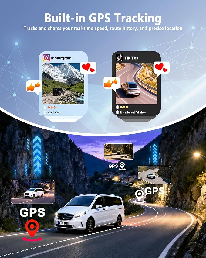 4K+2K+2K 3 Channel Dash Cam Front and Rear, 128GB Card Included, Dash Camera for Cars 5.8G/2.4G Dual Wifi, Built-in GPS, Night Vision, WDR, 170°Wide Angle, G-Sensor Emergency Lock, 24H Parking Monitor
