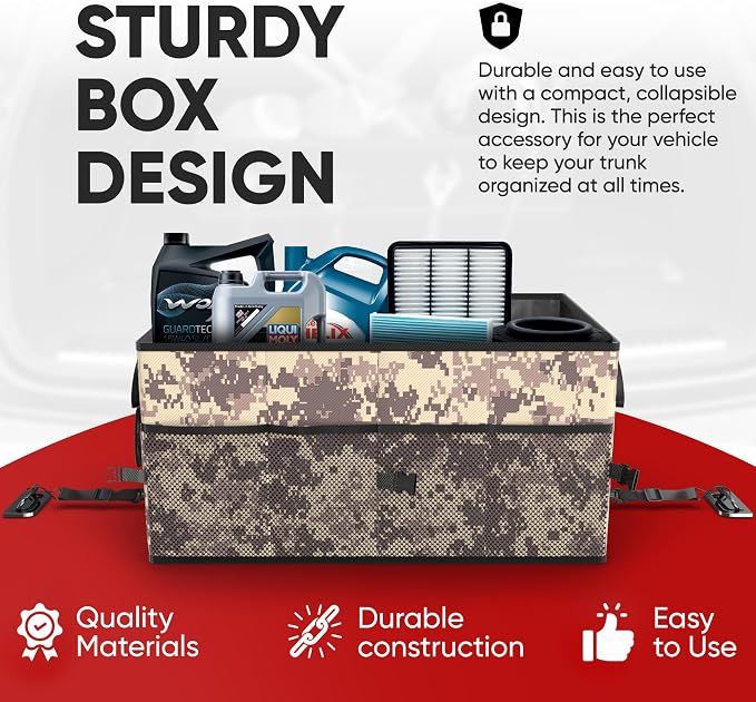 FORTEM Trunk Organizer For SUV Car Trunk Organizer, Foldable Storage, Car Accessories for Women Men, Collapsible Bag, 600D Oxford, Non Slip Bottom, Straps, Soft Cover (50L)