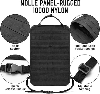 Molle Seat Back Organizer, Tactical Seat Covers with Pouches, Molle Tactical Vehicle Organizers Panel Car Seat Covers Protector for Truck