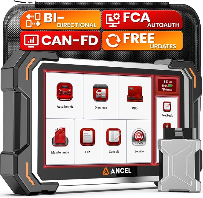 ANCEL DS500BT Bidirectional Scan Tool, Full-System Automotive Diagnostic Scanner with 28+ Services, Injector Coding, DPF/Brake/BMS/Oil/Gear/Throttle Functions, CAN FD Support, Lifetime Free Updates
