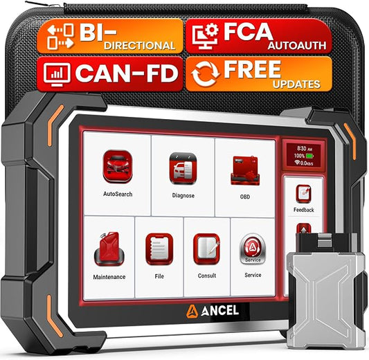 ANCEL DS500BT Bidirectional Scan Tool, Full-System Automotive Diagnostic Scanner with 28+ Services, Injector Coding, DPF/Brake/BMS/Oil/Gear/Throttle Functions, CAN FD Support, Lifetime Free Updates