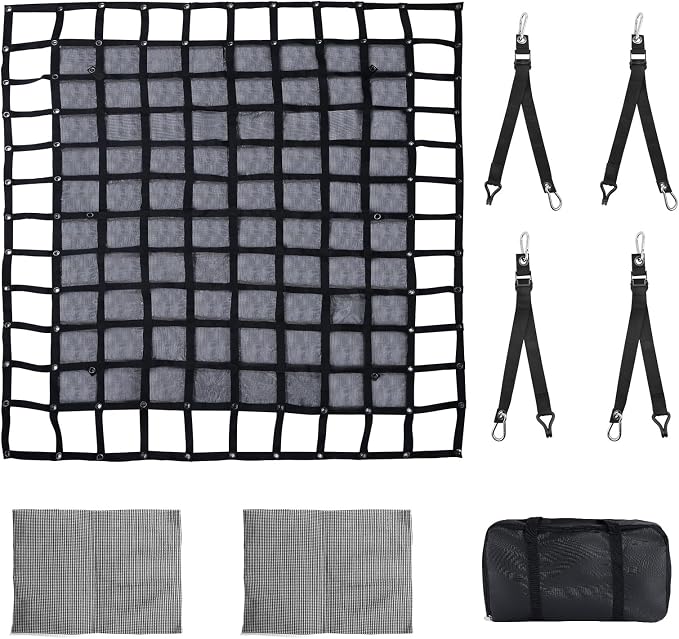 Truck Cargo Net with Mesh, 6.7 x 8 ft Heavy Duty Cargo Net for Pickup Bed, Accessory Truck Bed Netting for Cargo (80 x 95 inches)
