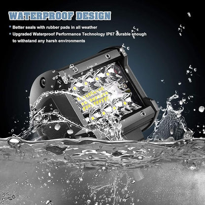 LED Pods 4inch LED Light Bar Fog Lights Off-Road Driving Lights 2PCS 120W 1,200LM Triple-Row Flood Spot Combo Waterproof Work Light for Trucks Boat Golf Cart Jeep SUV ATV UTV