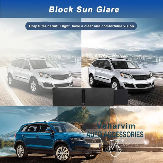 Veharvim Sun Visor Extender for Car (Zipper Slider& Prevents Fingerprints, UV400, PC Lens), Visor Extender Attachment for Car Visor, Anti-Glare for Safe Driving (Driver Side)