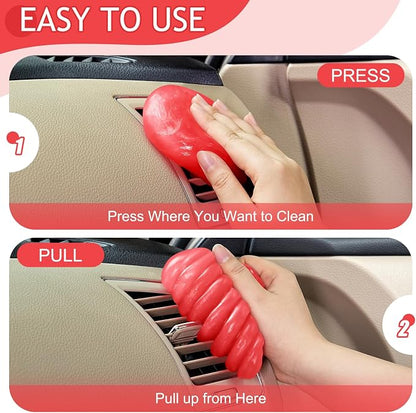 TeSabMi Car Cleaning Gel Car Cleaning Putty Car Putty Car Interior Cleaner Car Slime Car Detailing Kit Car Accessories Gifts for Men Women Stocking Stuffers Red