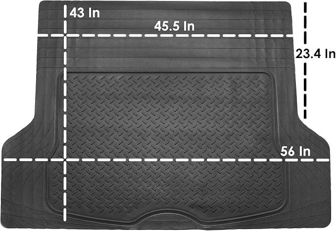 FH Group Climaproof™ Trimmable Non-Slip Vinyl Floor Mats 3 Row Set - Universal Fit for Cars Trucks and SUVs (Black) F11306 + F16400