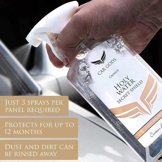 Car Gods Paint Sealant Holy Water Secret Shield Polish, Hydrophobic Nano Coat Repels Dirt Provides Premium Panel Protection Against Water and UV Damage, 17 Fl Oz