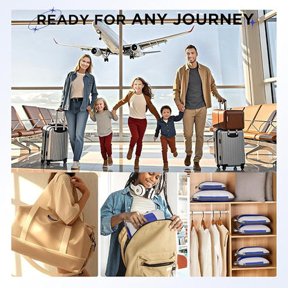 OlarHike 10-Pack Compression Packing Cubes for Travel Essentials,Compressible Expandable Packing Cubes for Suitcase,Luggage Garment Bags for Travel,Handy Helper for Organizing Clothes(Klein Blue)