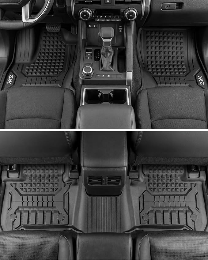 3W Floor Mats for Toyota 4Runner 2025 2026 5 Seats(Not fit Hybrid), All Weather TPE Custom Fit Floor Liner & Trunk Mat & 2nd Row Under Seat Mat & Backrest Mat for 4 Runner Full Set 7Pcs