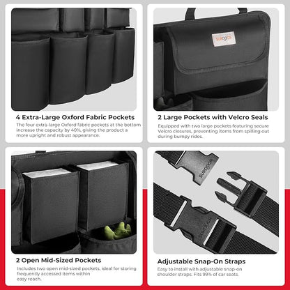 SURDOCA Car Trunk Organizer, LARGE CAPACITY Car Storage Bag with 8 Pockets, 7X Upgraded Trunk Storage Organizer for Car, SUV, Truck, MPV