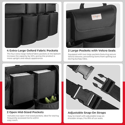 SURDOCA Car Trunk Organizer, LARGE CAPACITY(43 x 19 in) Car Storage Bag with 8 Pockets, 7X Upgraded Trunk Storage Organizer for Car, SUV, Truck, MPV