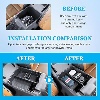 EDBETOS 2025 Upgrade Center Console Organizer for Ford Bronco 2025 4-Door Console Insert Tray Full Size Bronco Secondary Armrest Storage Box w/Coin Holder (Not for 2-Door & Bronco-Sport)