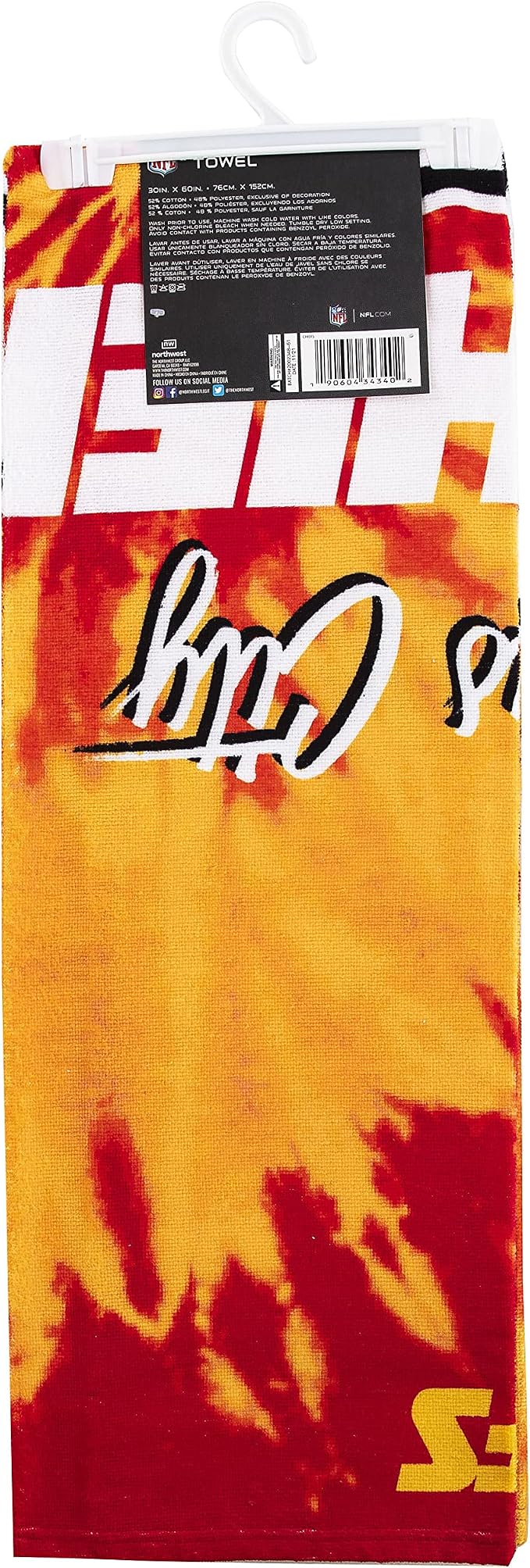 Northwest NFL Kansas City Chiefs Unisex-Adult Beach Towel, 30" x 60", Psychedelic