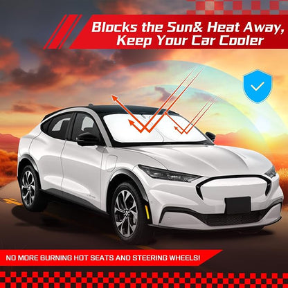 ARISMOTOR Windshield Sun Shade for Ford Mustang Mach-E 2021-2025 2026, Custom Fit Foldable Front Window Sunshade Sun Visor Protector, Block UV Rays Keep Your Car Cooler
