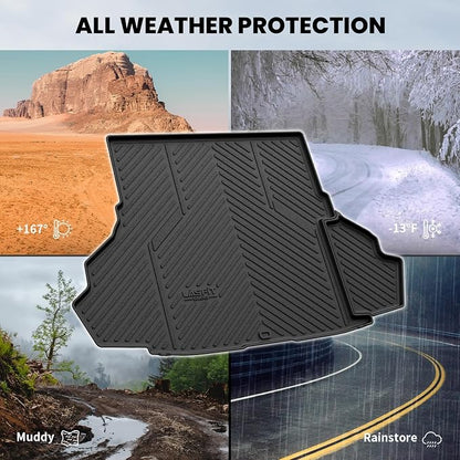LASFIT Cargo Mat for Ford Mustang 2015-2023 (with or Without Subwoofer) Trunk Liner, Custom Fit All Weather Protector TPE One-Piece Design Easy Installation Trunk Mat, 1pc Black