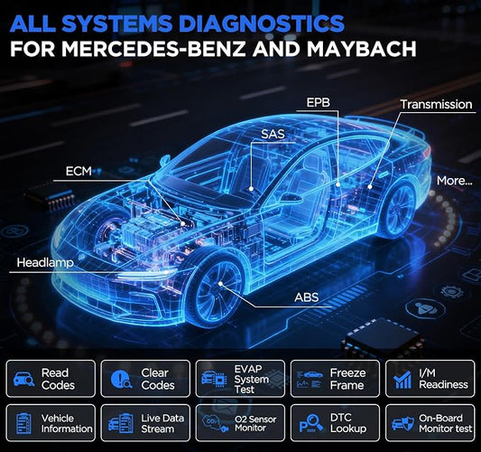 KINGBOLEN SOLOSCAN Bluetooth OBD2 Scanner for Mercedes-Benz MB (A/C/E/S/G/More), Maybach Bidirectional Scan Tool, All System Diagnostic, All Reset Service, Auto VIN, Lifetime Update for iOS & Android