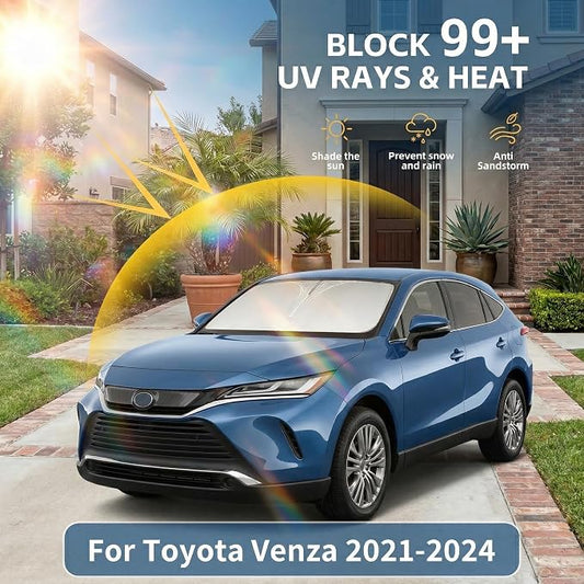 Windshield Sun Shade for Toyota Venza 2021-2024 Sunshade Front Window Shade Custom Fit Venza Accessories Sun Visor Foldable Shade Blocks UV Rays Accessories