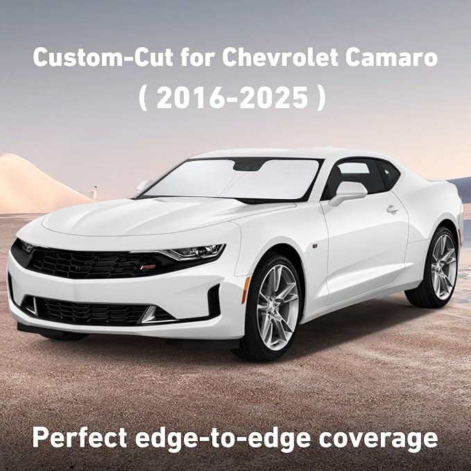 EcoNour Windshield Sunshade Compatible for Chevrolet Camaro 2016-2023 2024 2025, Sun Visor for Front Windshield & Window Sun Shade Cover, UV Heat Blocker & Protector, Car Accessories
