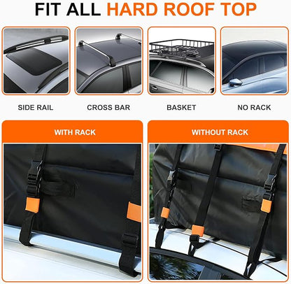 Car Rooftop Cargo Carrier Bag - 21 Cubic Feet Car Roof Top Bag Cargo Carrier for All Vehicle with/Without Rack, Includes Anti-Slip Mat, 8 Reinforced Straps, 6 Door Hooks, Luggage Lock