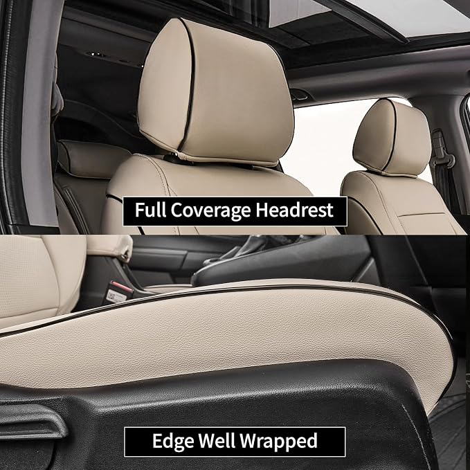EKR CRV Seat Covers Custom Fit for Honda CRV 2023 2024 2025 2026 Leather Car Seat Cover Full Set for Trucks SUV,Waterproof Car Seat Cushion,Faux Leather (Beige)