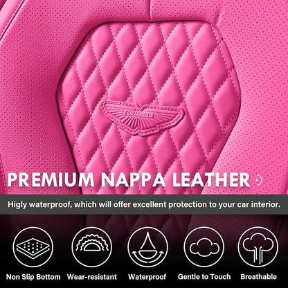 Coverado Auto Seat Covers, Car Seat Covers Full Set, Rose Car Seat Cover, Driver Seat Covers Front Seats Rear Seat Cover, Luxury Car Seat Cushion,Leather Seat Cover Seat Protector Fit for Most Cars