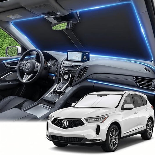 Windshield Sun Shade for Acura RDX 2019-2024 2025 2026 Front Window Shade Custom Fit RDX Accessories Sun Visor Foldable Shade Blocks UV Rays Summer Must Have Car Accessories