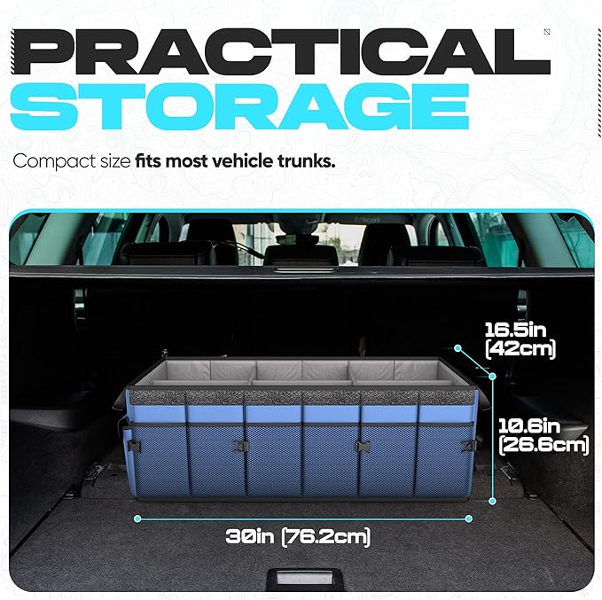 FORTEM Trunk Organizer with Cooler For SUV Car Trunk, Foldable Storage, Car Accessories for Women Men, Collapsible Bag, 600D Oxford, Non Slip Bottom, Straps, Soft Cover (105L)