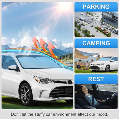 Custom Fit Windshield Sun Shade for Toyota Avalon 2013-2018 | Custom Fit Windshield Cover, Blocks UV Rays, Double-Layer Heat Shield, Durable Frame, Easy Fold & Storage