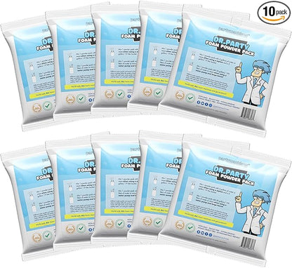 Foam Party Machine Solution - Powder Pack of 10 for Several Hundred Gallons of Foam Solution - Most Trusted Available - Great for Bubble Party Cannons