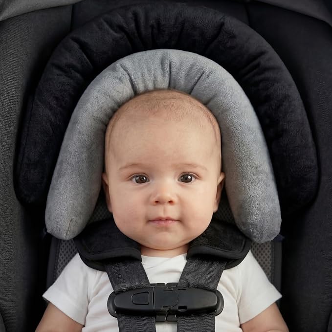 Pro Goleem Breathable 3-in-1 Infant Car Seat Head Support, Soft Infant Car Seat Insert, Carseat Cushion for Toddler, Perfect for Car Seat, Strollers, Swings, Carrier, Bouncer, Black and Grey