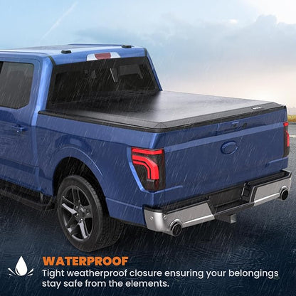 KUIPERAUTO 4.6FT Tri 3-Fold Soft Folding Truck Bed Tonneau Cover On Top Compatible with Ford Maverick 2022 2023 2024 2025 2026 Bed 3 Fold Fleetside Feet Bed 54.4 inch