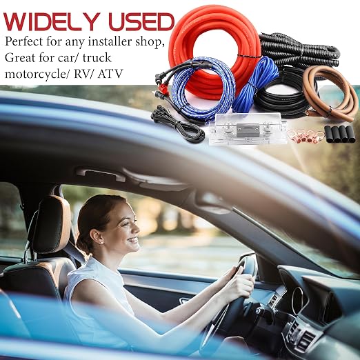 4 Gauge OFC AMP Wire Kit 2000 Watt Car Subwoofer Wiring Install kit for Amplifier Power,Radio and Speakers