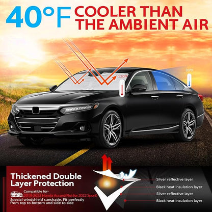 KAYZT Windshield Sun Shade for Honda Accord Sedan 2018-2025 2026 Foldable Sunshade Front Window Custom Fit Accessories