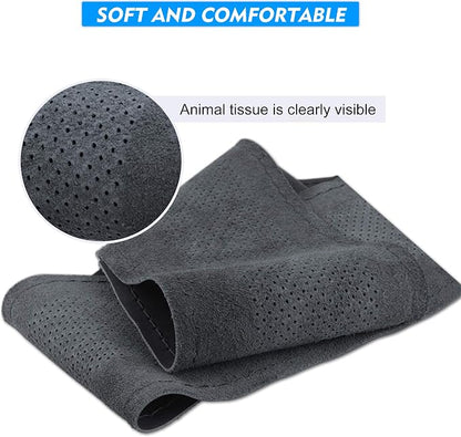 Carodi Leather Steering Wheel Cover, Breathable Non-Slip Design, Soft and Comfortable Feeling, Universal 15 Inch Auto Car Steering Wheel Stitch on Wrap（Size M, Gray）