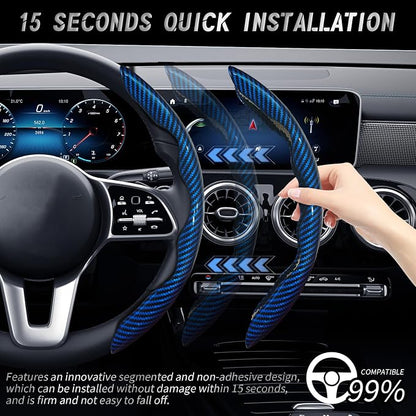 WOCOCN 2pcs Car Steering Wheel Cover,Anti-Skid Carbon Fiber Steering Wheel Protector for Men Women,Multiple Color Options,Universal for Most Car Interiors Accessories (Bright Bule)