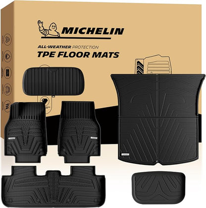 Michelin Vehicle Mat, All-Weather TPE Custom Fit Liner for Tesla Model Y 5 Seat Floor Mats 2025-2027 (6 Piece), Elite