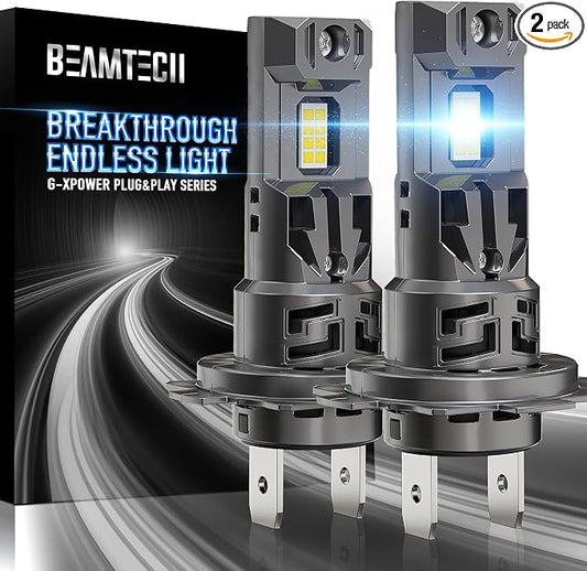 BEAMTECH H7 Light Bulbs, No Adapter Needed, 500% Brightness 6500K White, Off-Road Used Fog Light, Pack of 2