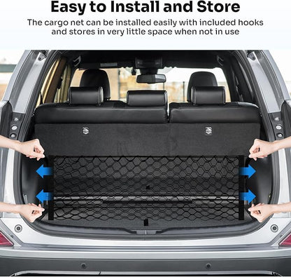 Canvcle Trunk Cargo Net for 2013-2018 Toyota RAV4 Accessories Envelope Style Mesh Trunk Net Organizer and Storage Stretchable Adjustable Elastic Nylon Rear Cargo Netting with Hooks