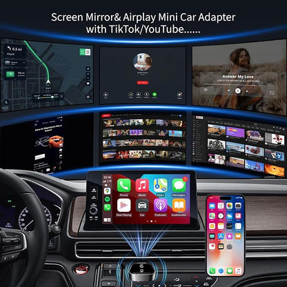 Wireless CarPlay Adapter for Android Auto - 3 in 1 Airplay Mirror Link Adapter Multi-User Seamless Connection Converts Wired to Wireless CarPlay Adapter - No Latency from iOS 10+ to Screen w/USB-C