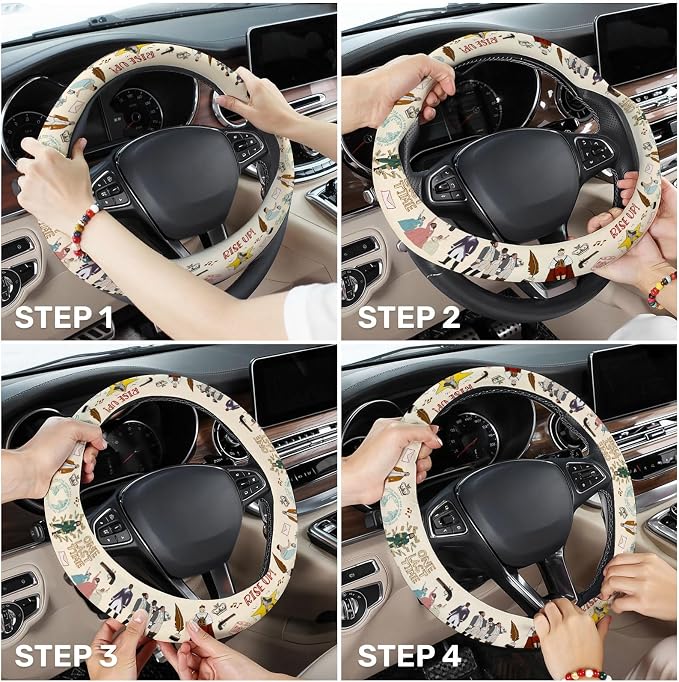 GENANY Historical Musical Steering Wheel Cover, Non Slip Polyester Car Wheel Protector for Car SUV Truck, Universal 15 Inch